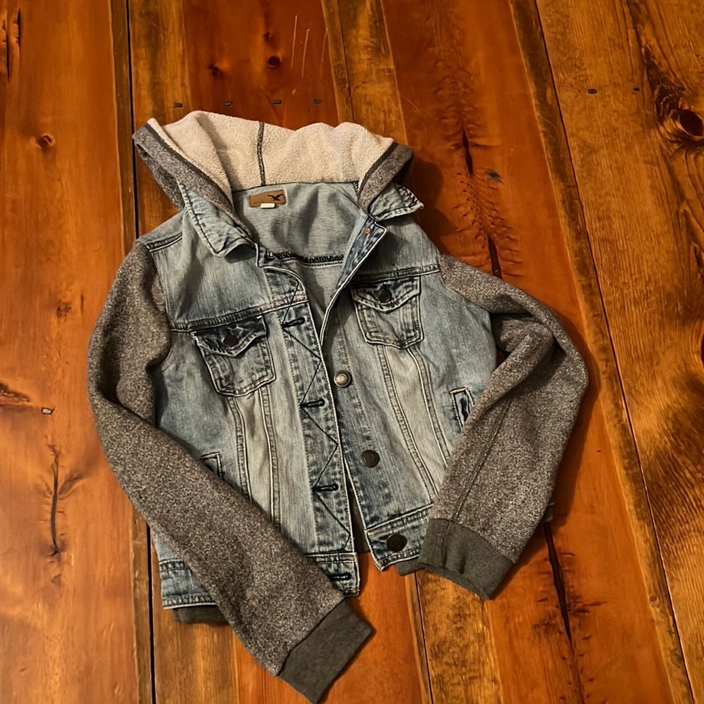AE hooded jean jacket
